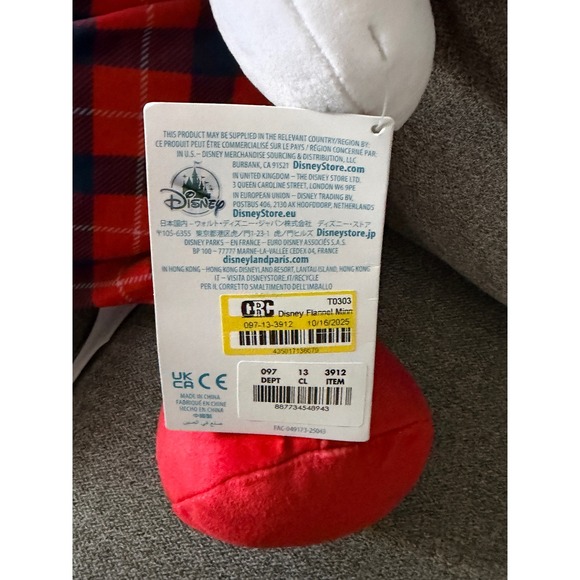 Disney Cuddleez Minnie Mouse Plush Sleeping Flannel Plaid Dress NWT - Picture 3 of 3